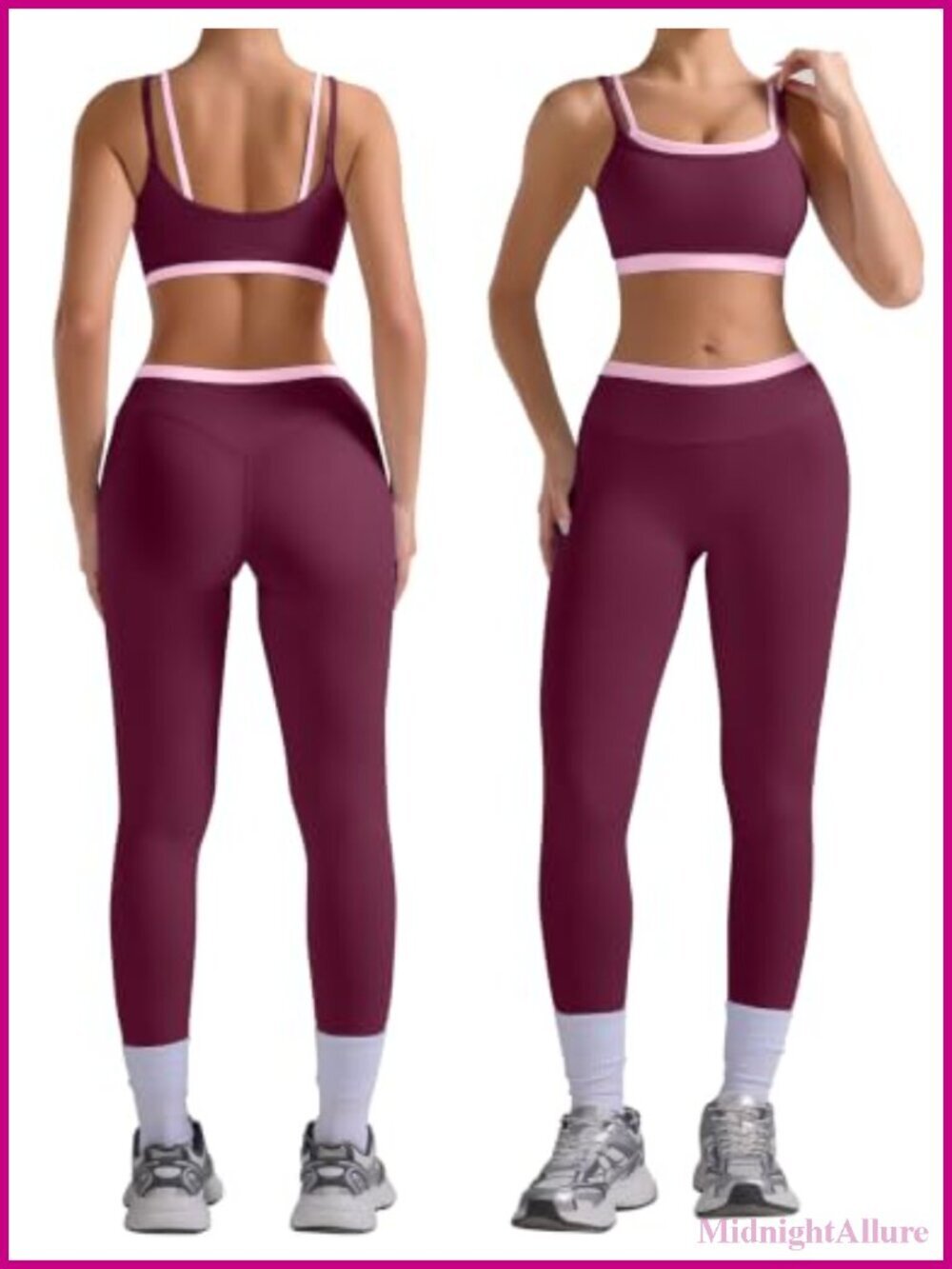 Seamless 2 Piece Workout Set Double Layered Padded Sports Bra Double Waisted